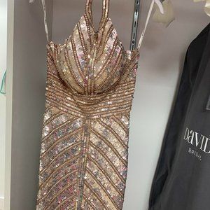 Gold cream pink One of a kind Sherri Hill Size zeo